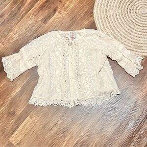 Johnny Was Cream Embroidered Blouse
